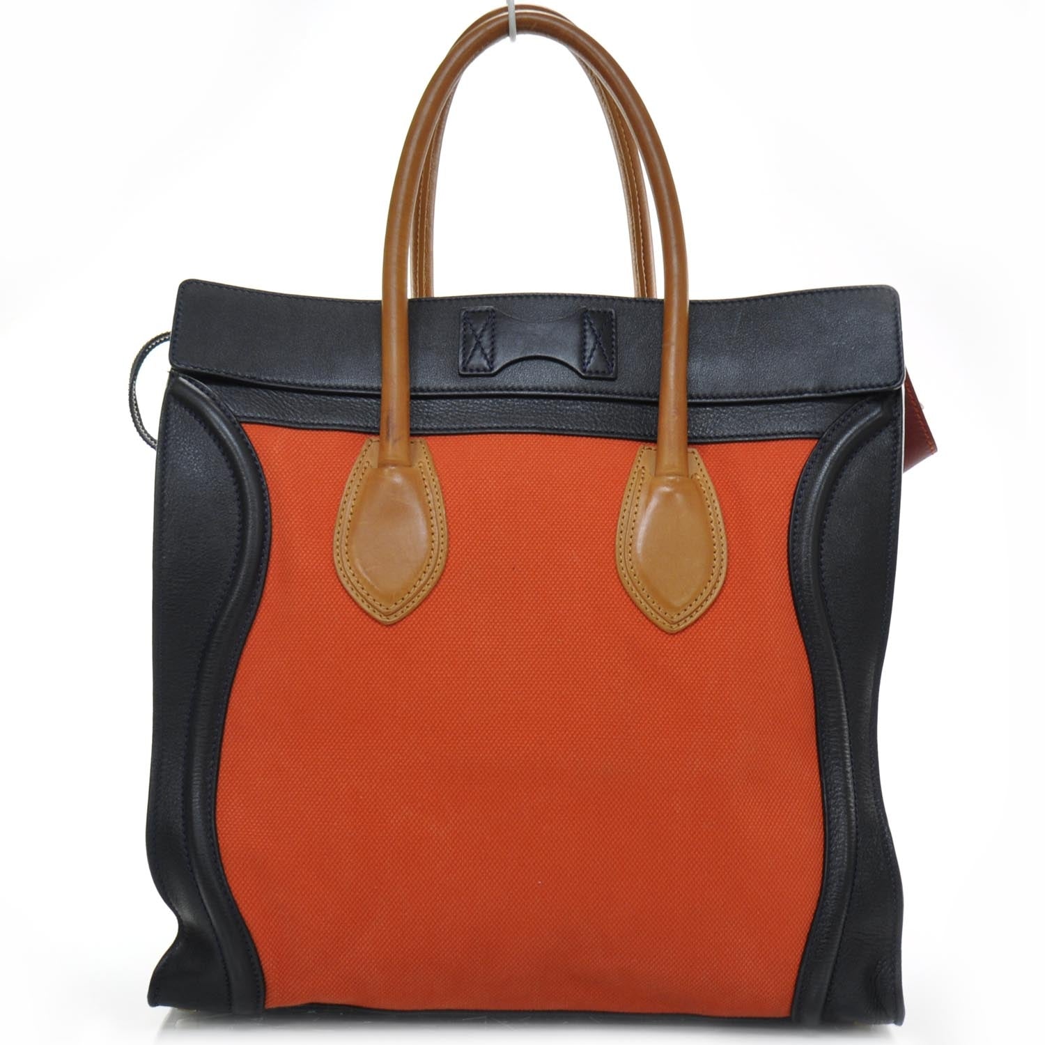 Celine Leather and Linen Medium Tri-Color Luggage Poppy 4 of 8