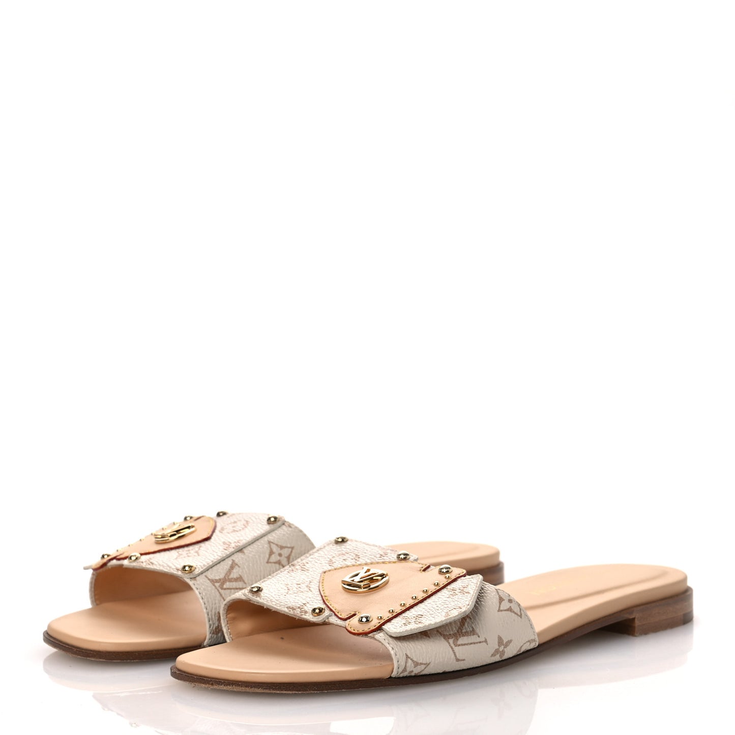 Monogram LV Frame Flat Mule 38.5 Dune Beige