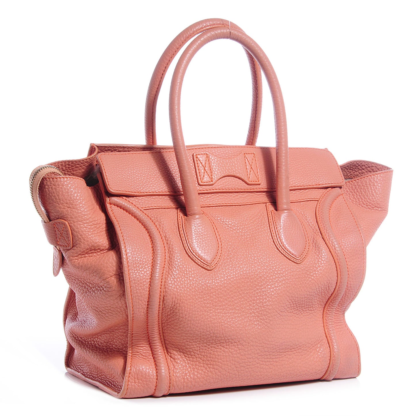 Pebbled Leather Mini Luggage Peach