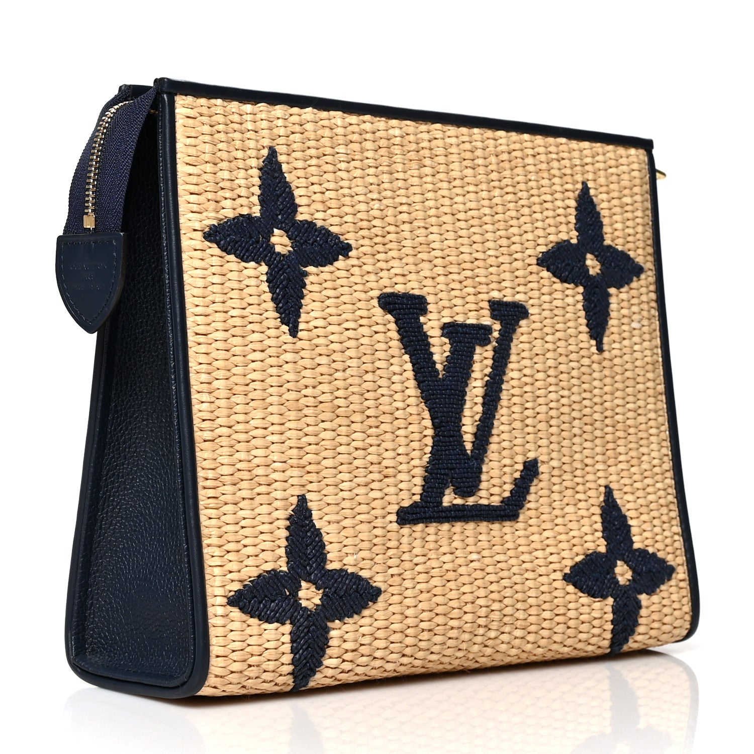 Louis Vuitton Raffia Calfskin Monogram Giant Toiletry Pouch 26 Blue 3 of 9