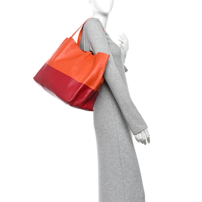Celine Lambskin Horizontal Bi-Color Cabas Orange Magenta 2 of 9