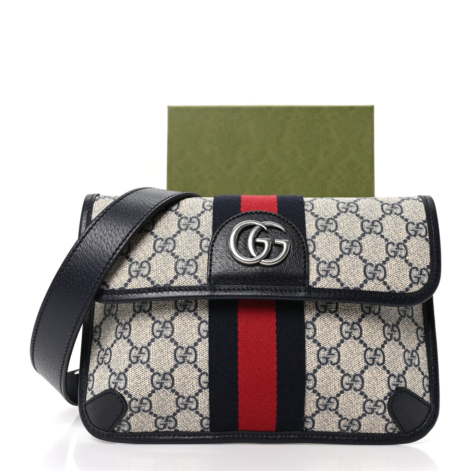 Gucci GG Supreme Monogram Web Small Ophidia Belt Bag 90 36 Beige Navy 11 of 11