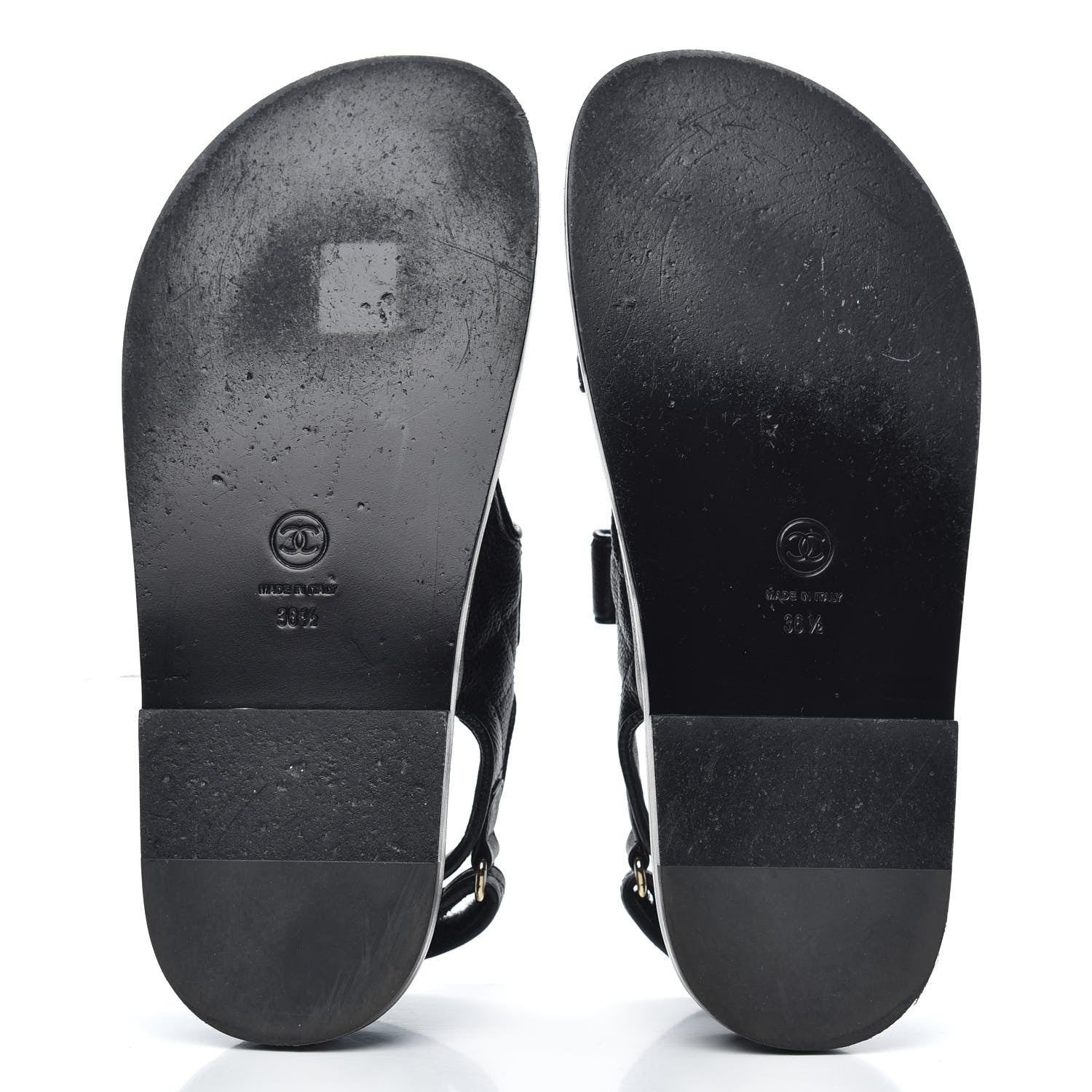 Chanel Grained Calfskin Velcro Dad Sandals 36.5 Black 5 of 9