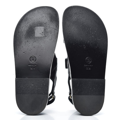 Chanel Grained Calfskin Velcro Dad Sandals 36.5 Black 5 of 9