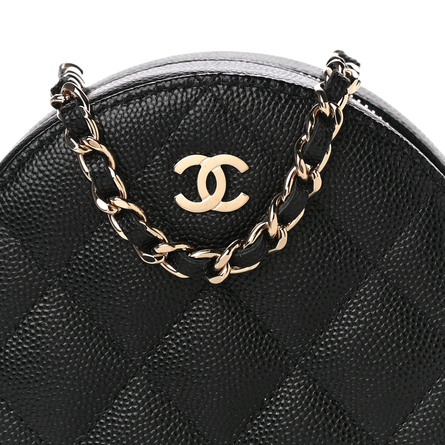 Chanel Caviar Quilted Round Clutch With Chain Black 8 of 10