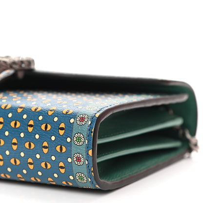 Gucci Textured Calfskin Crystal Garden Dionysus Chain Wallet Forest Green Print 11 of 12