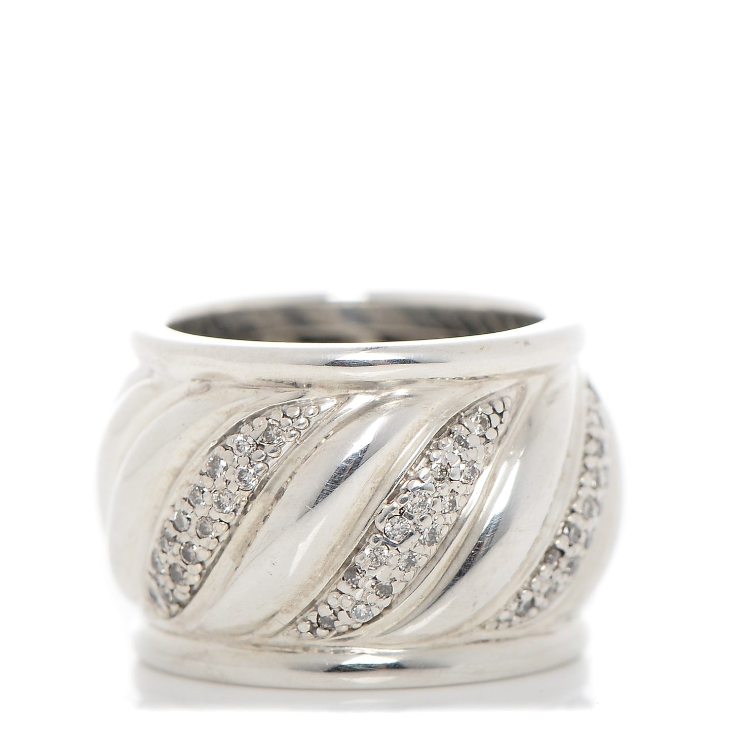 Sterling Silver Diamond Cable Ring 53.5 6.75