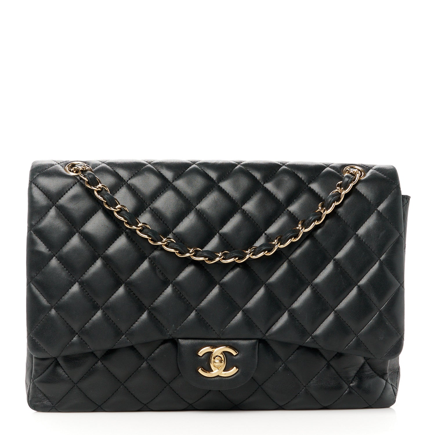 Chanel Lambskin Quilted Maxi Double Flap Black 1 of 11