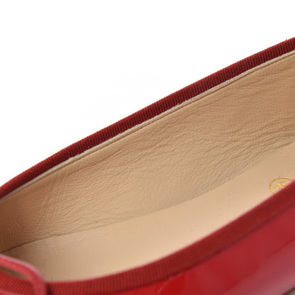 Chanel Patent CC Cap Toe Ballerina Flats 37.5 Red 10 of 17