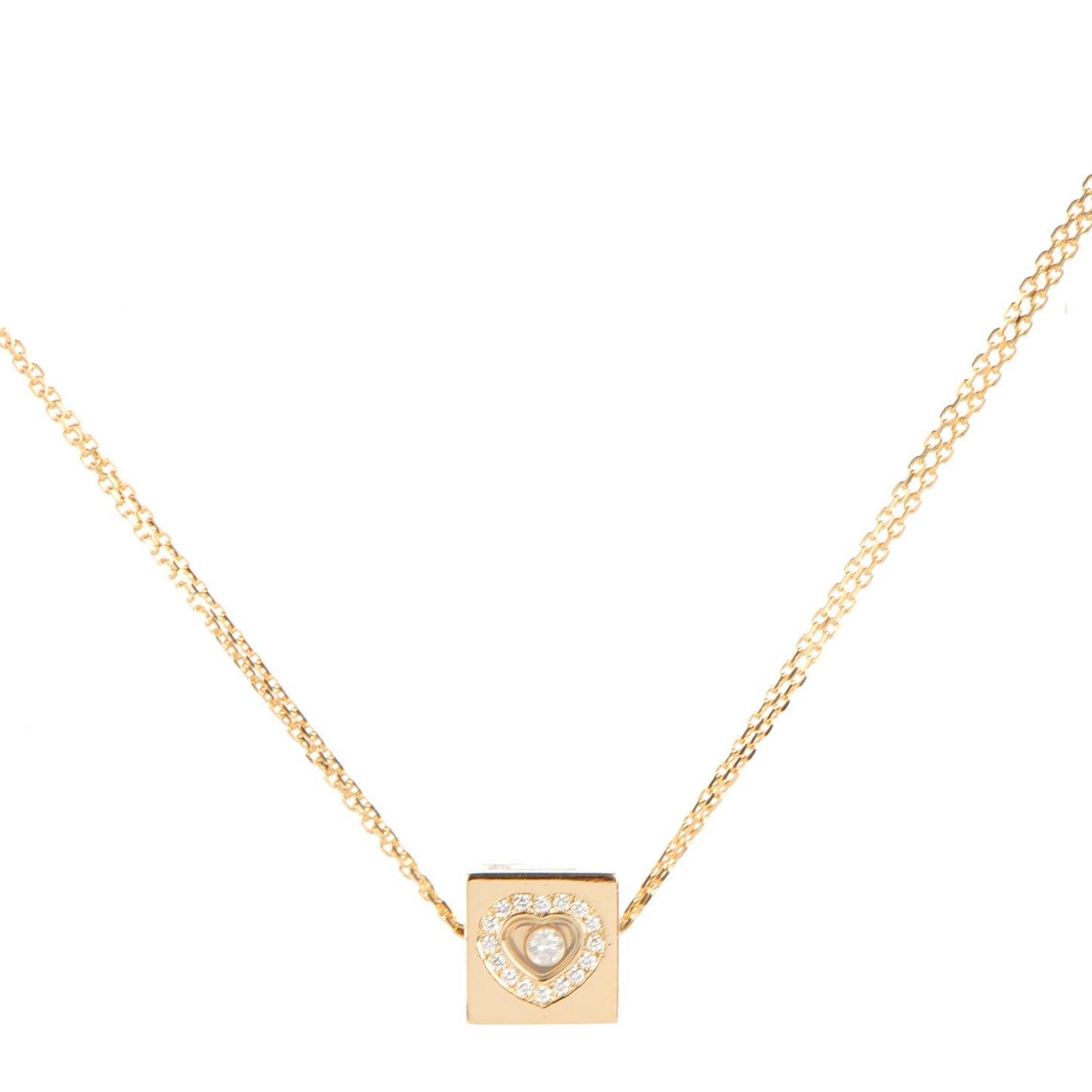 18K Yellow Gold Diamond Ice Cube Love Necklace
