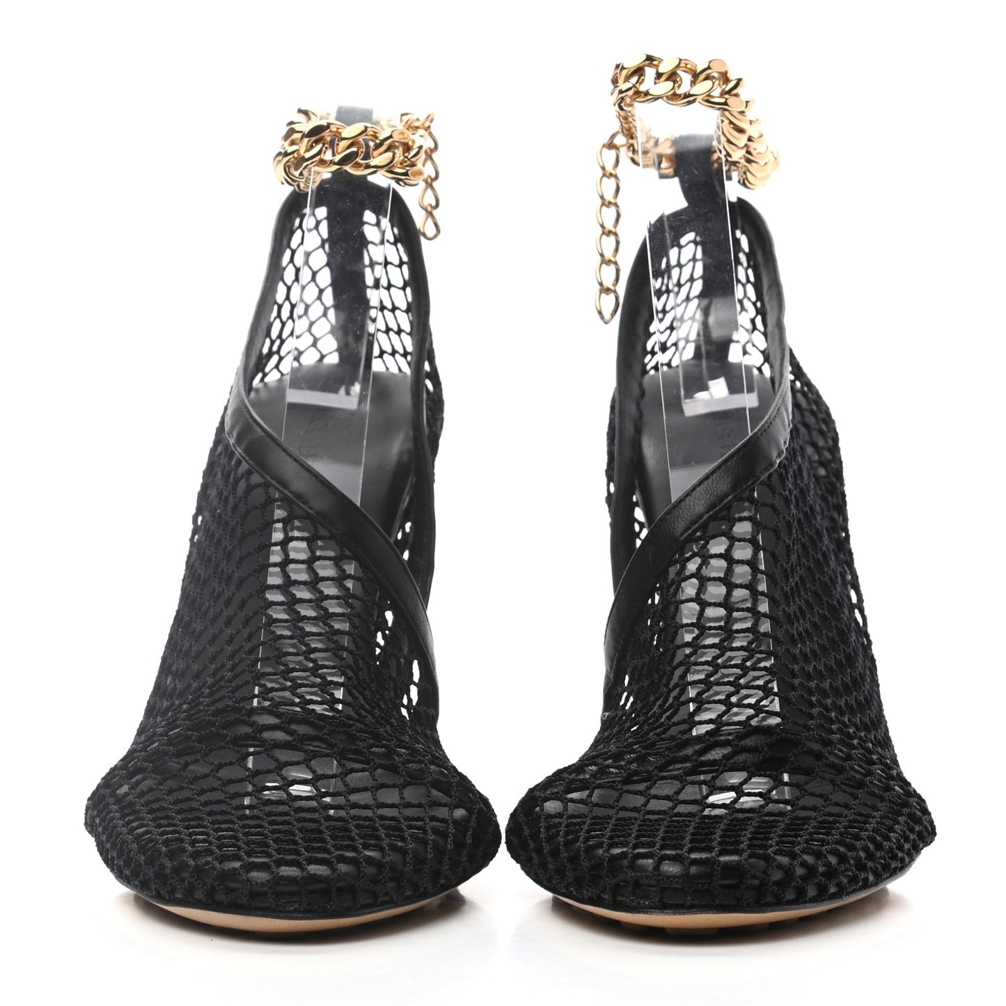 Mesh Nappa Chunky Chain Sandals 39.5 Black
