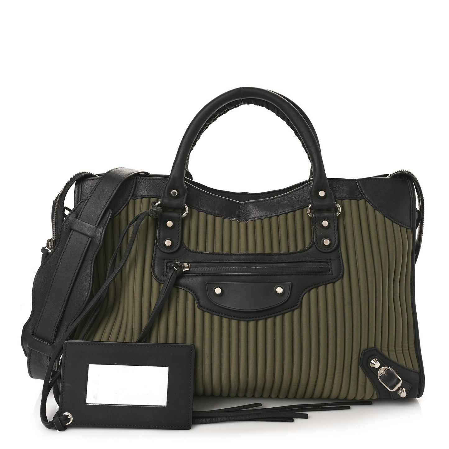 Ribbed Neoprene Classic Silver Hardware City Khaki Black