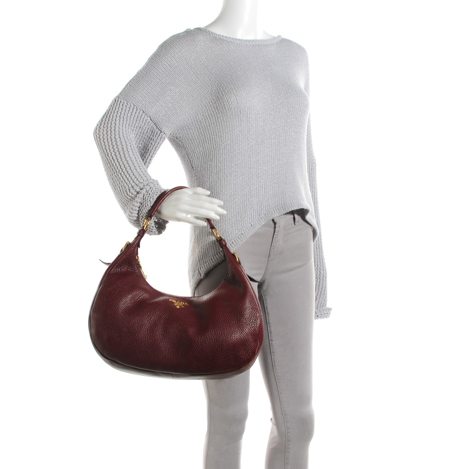 Prada Vitello Daino Hobo Rubino 3 of 9