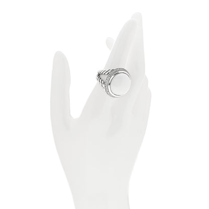 David Yurman Sterling Silver Diamond White Agate 18mm Cerise Ring 54 6.75 2 of 6