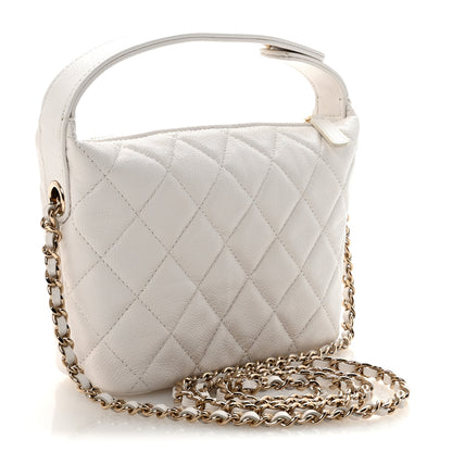 Chanel Caviar Quilted Hobo Clutch With Chain White 3 of 11