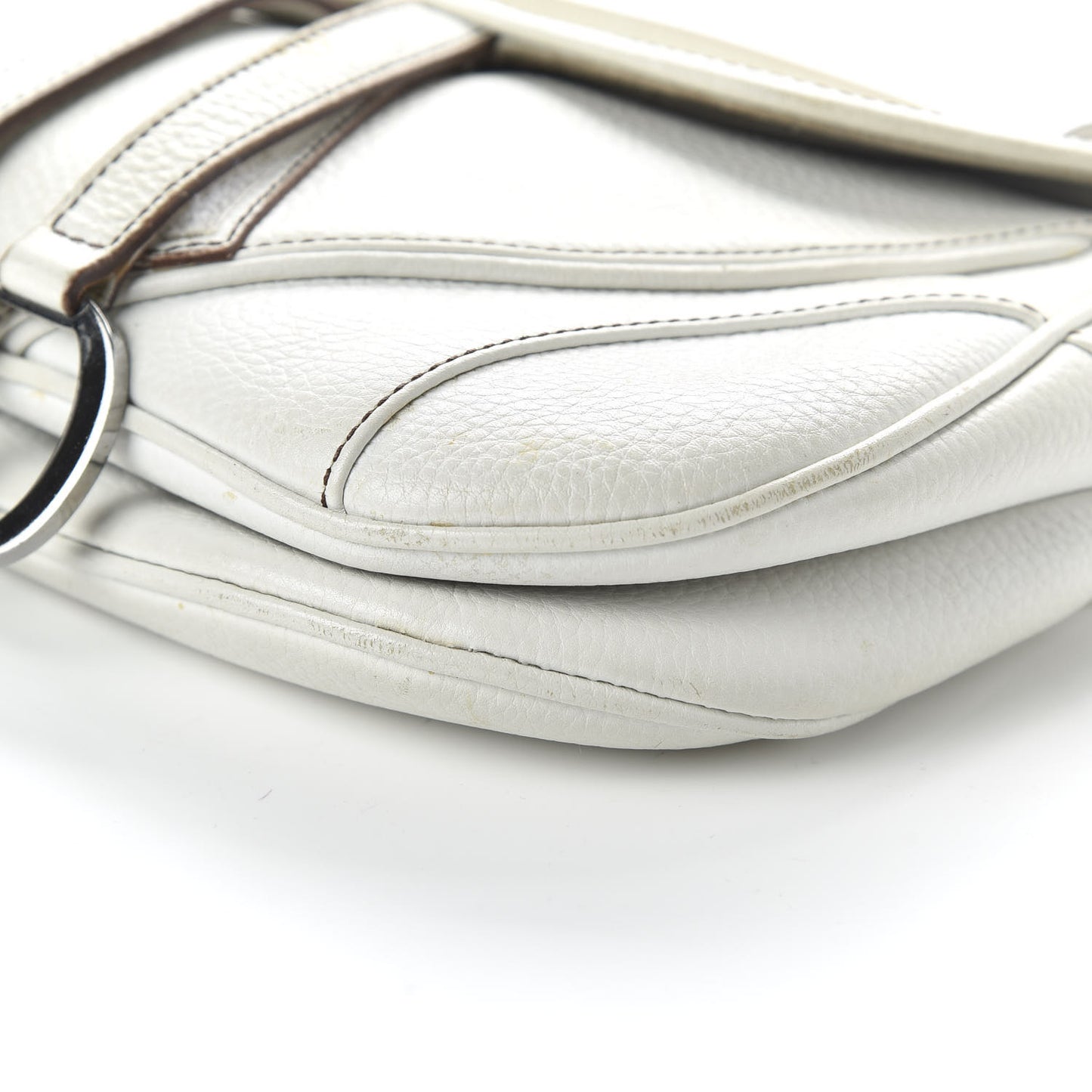 Calfskin Double Saddle Bag White