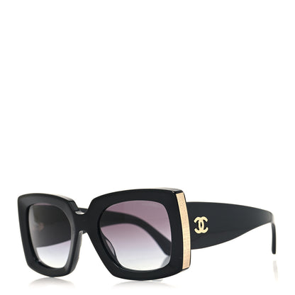 Chanel Acetate Rectangle Sunglasses 5435-A Black 1 of 7