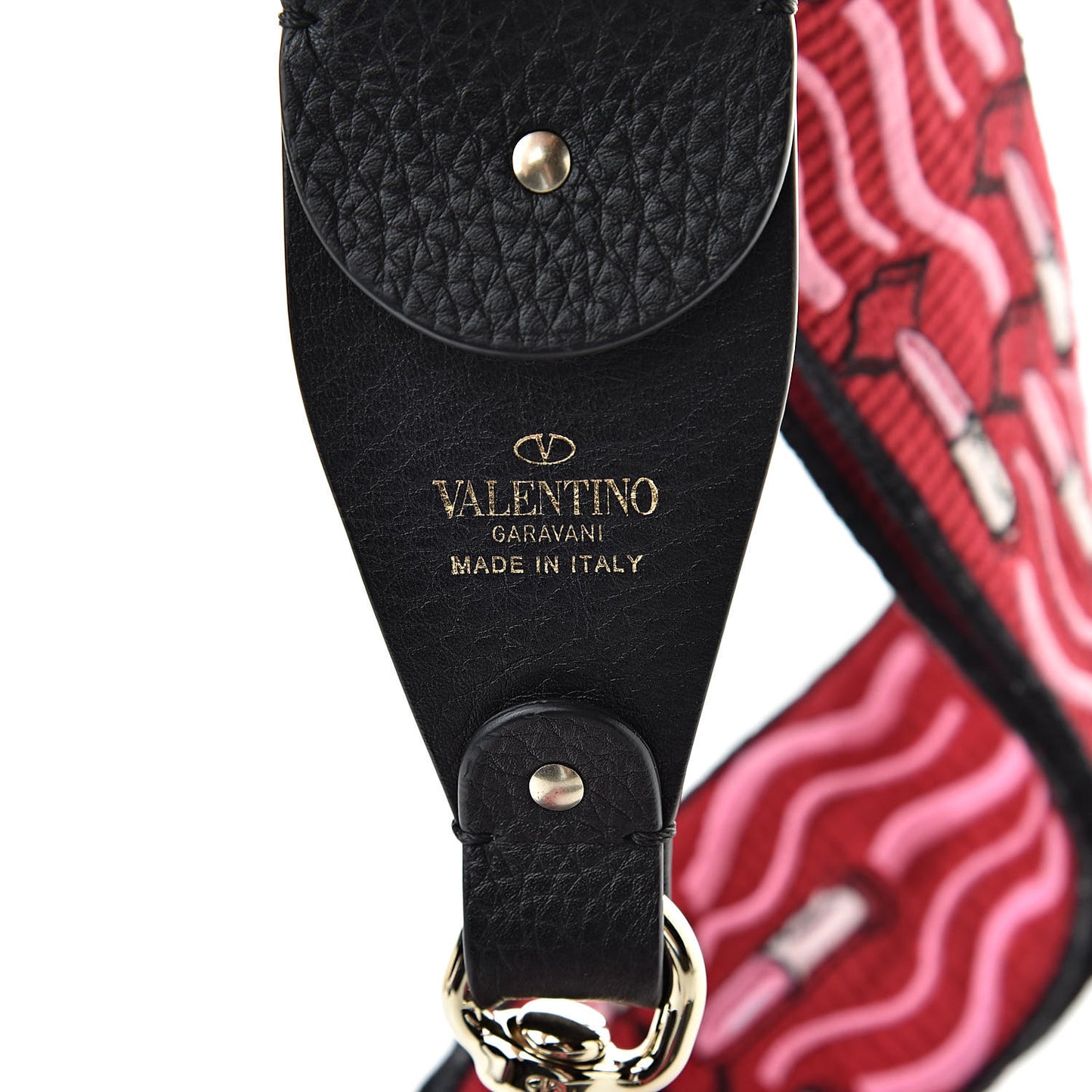 Canvas Lipstick Embroidered Rockstud Guitar Strap Multicolor