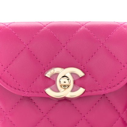 Chanel Tweed Lambskin Quilted Waist Bag With Coin Purse Fuchsia 10 of 15