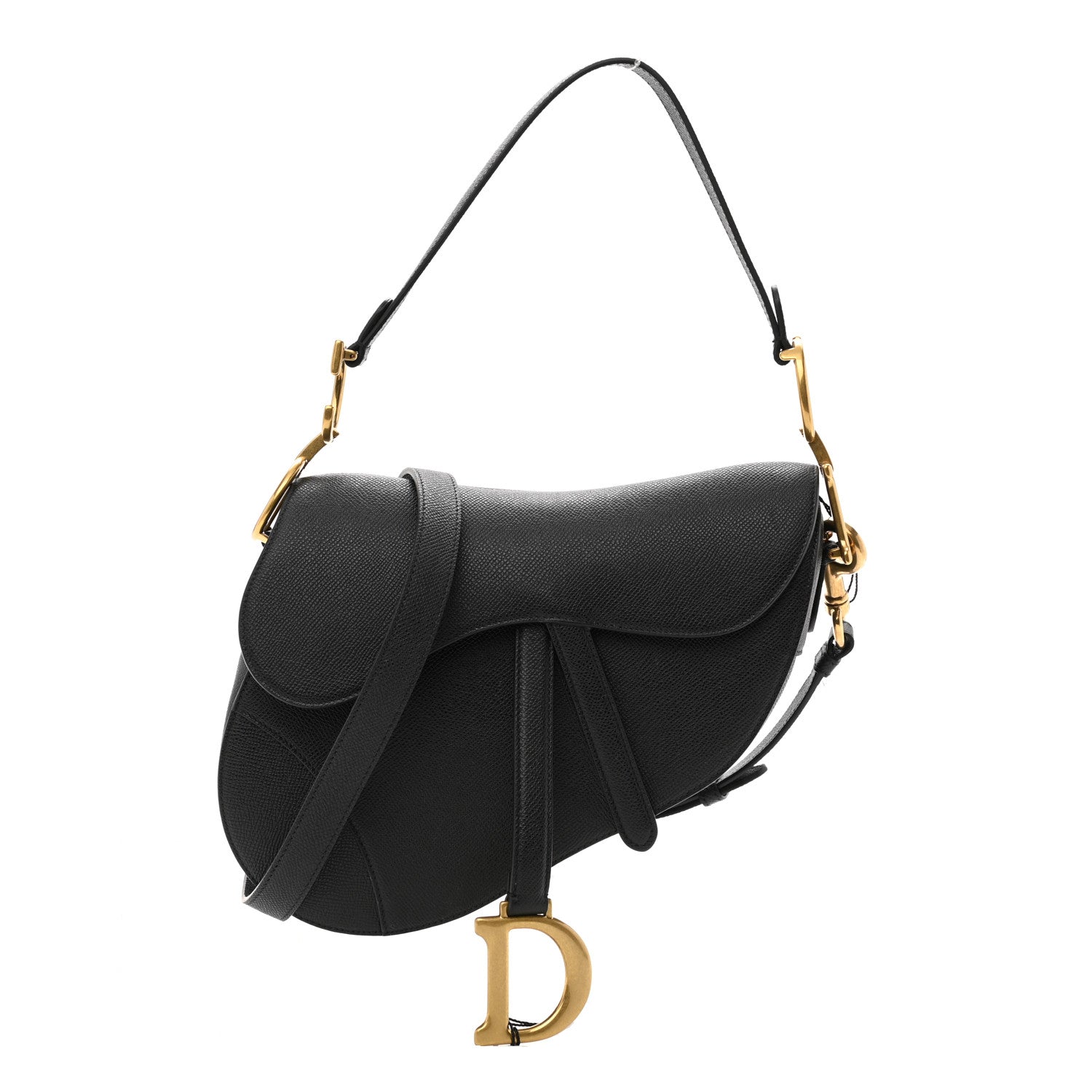 Christian Dior Grained Calfskin Mini Saddle Bag With Strap Black 1 of 10