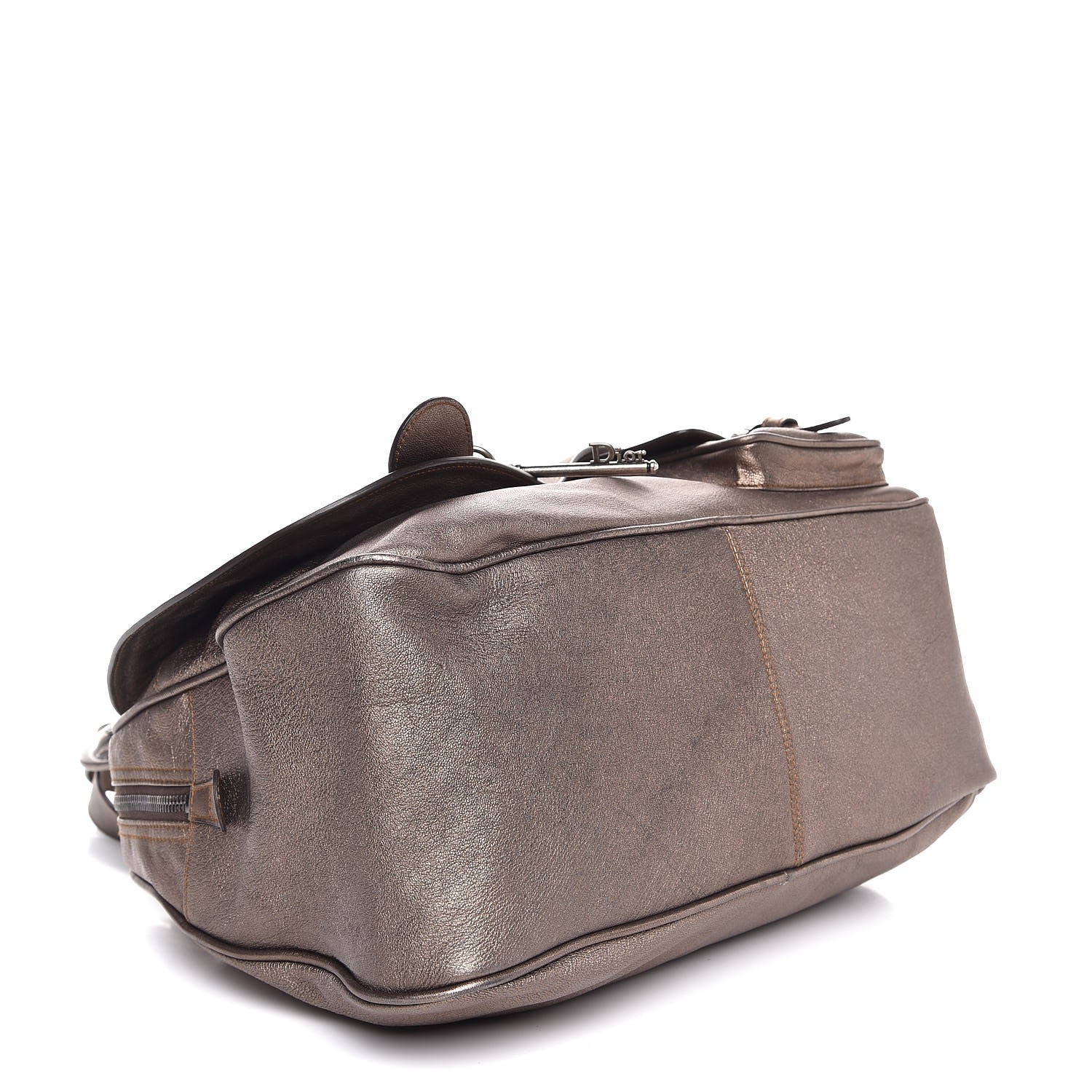 Christian Dior Metallic Calfskin Medium Gaucho Double Saddle Bag Bronze 4 of 7