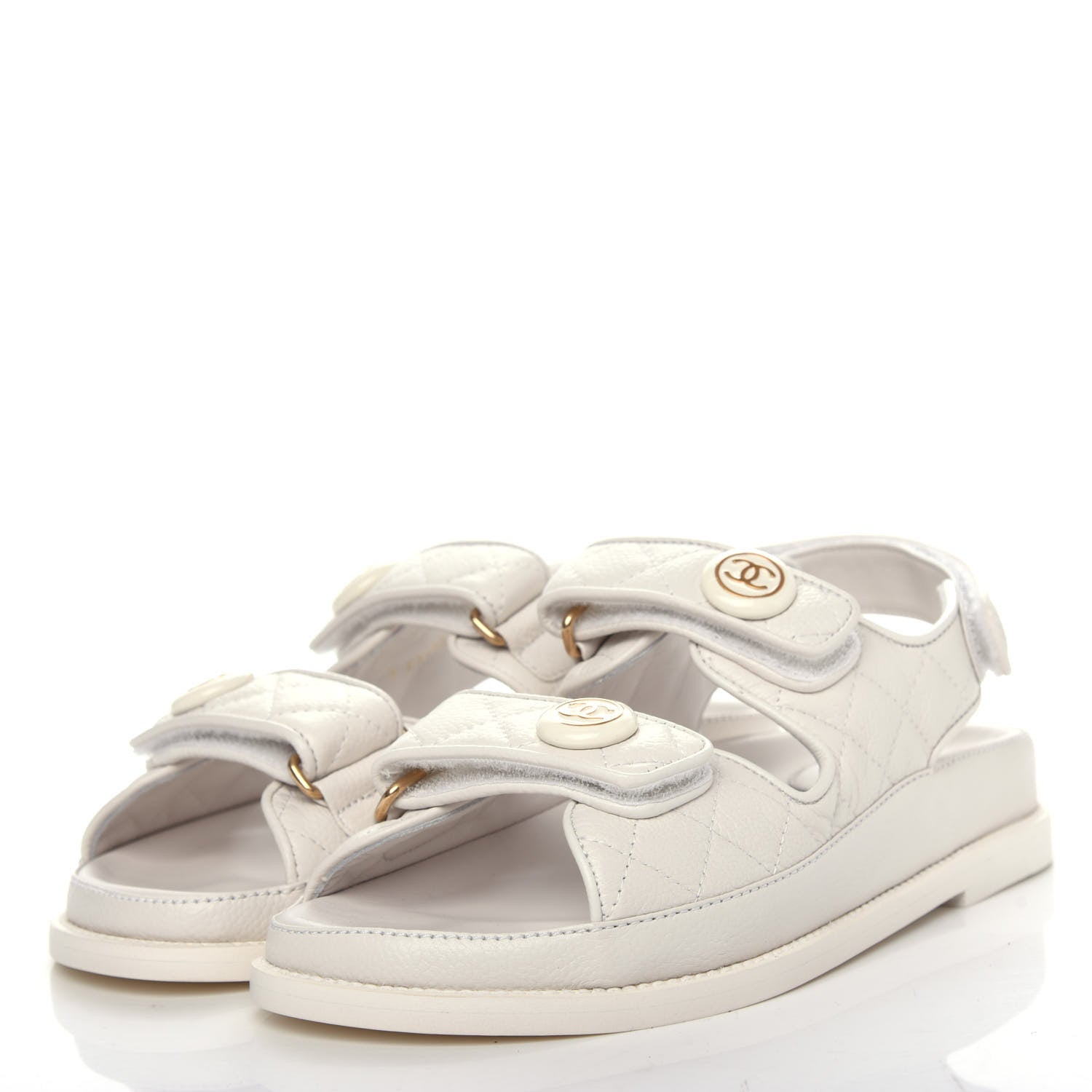 Chanel Grained Calfskin Velcro Dad Sandals 35.5 White 3 of 11
