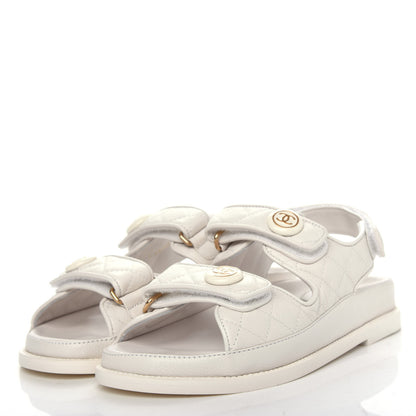 Chanel Grained Calfskin Velcro Dad Sandals 35.5 White 3 of 11