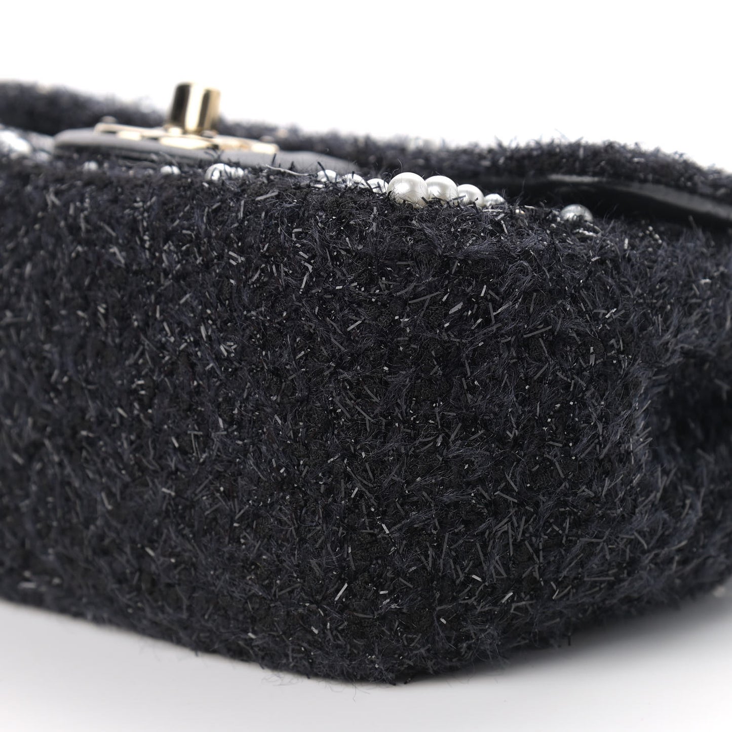 Tweed Pearl Mini Cosmos Flap Black