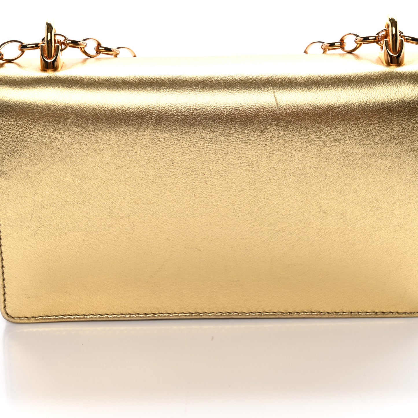 Metallic Calfskin DG Girls Shoulder Bag Gold