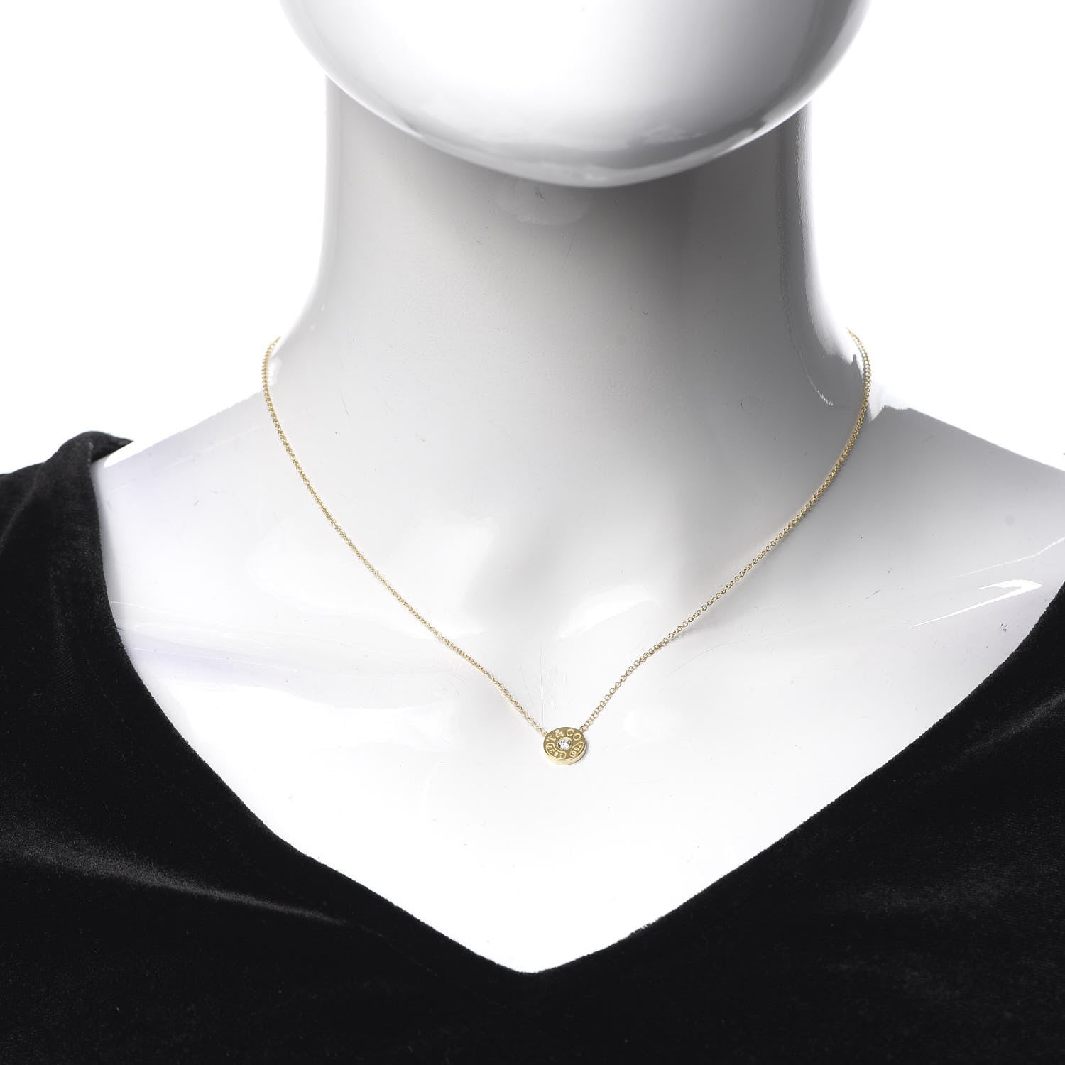 Tiffany 18K Yellow Gold Diamond 1837 Circle Pendant Necklace 2 of 6
