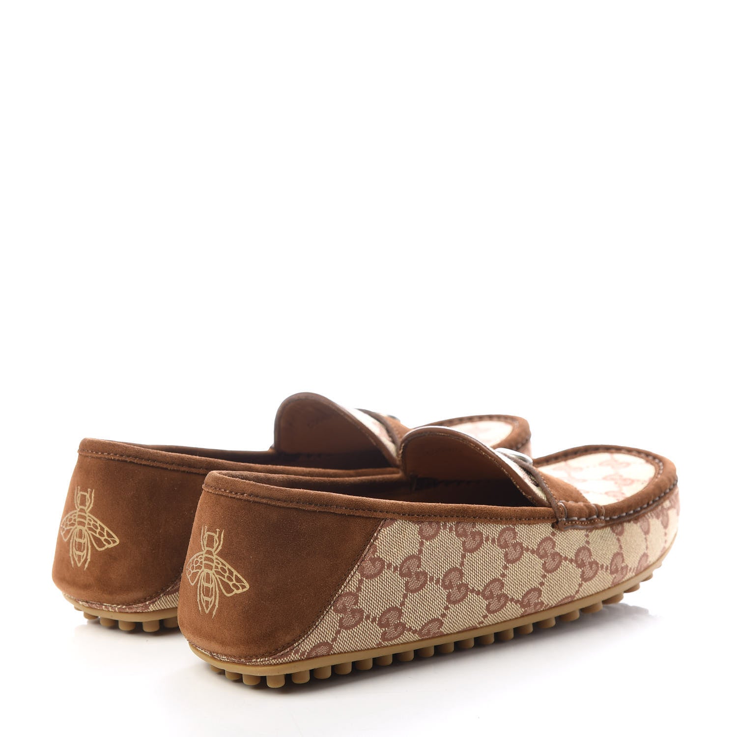 Gucci GG Monogram Suede Mens Driver Loafers 8.5 Beige Ruggine Cuir 4 of 10