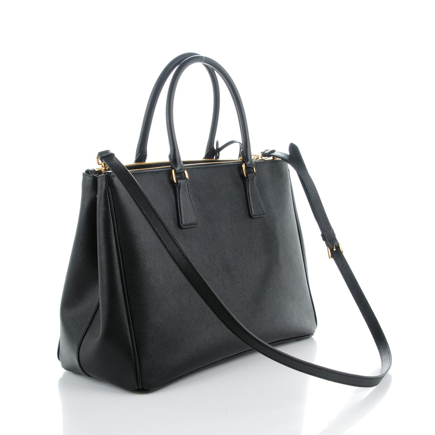 Saffiano Large Galleria Double Zip Tote Black