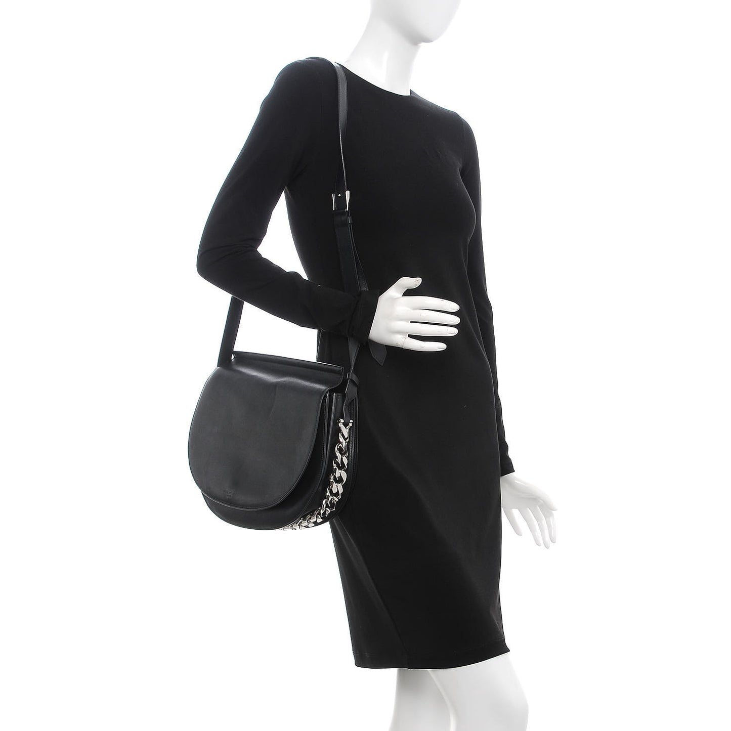Calfskin Infinity Saddle Bag Black