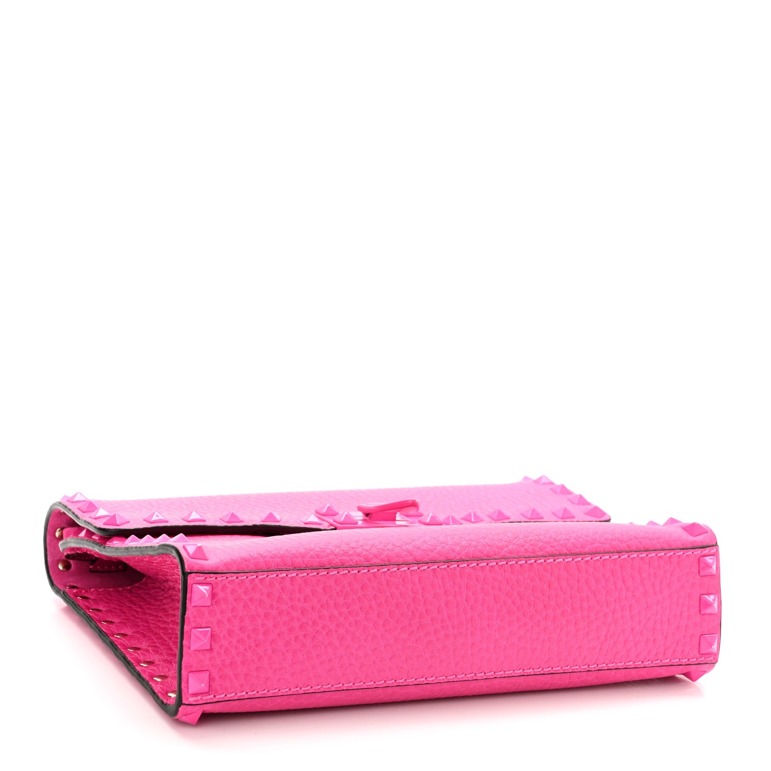 Valentino Garavani Pebbled Calfskin Enamel Monochrome Medium Rockstud Flip Lock Crossbody Bag Pink PP 4 of 9