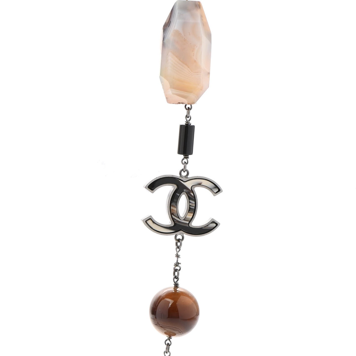 Stone CC Long Necklace Silver Multicolor