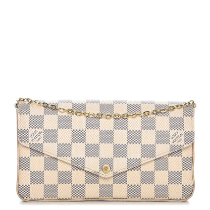 Louis Vuitton Damier Azur Pochette Felicie Chain Wallet Rose Ballerine 1 of 12