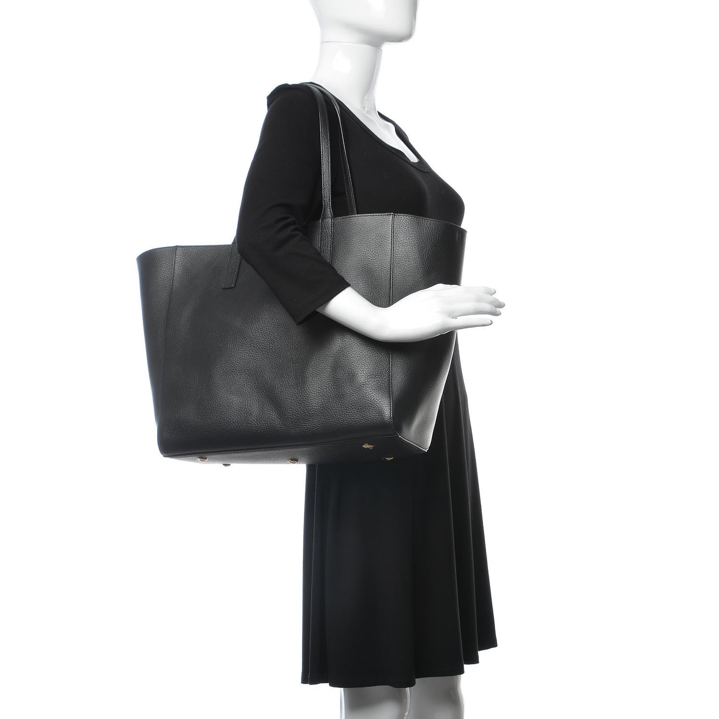 Grained Calfskin Medium Reversible Wandel Tote Black