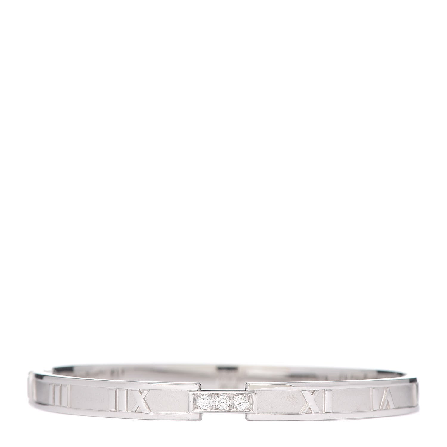 Tiffany 18K White Gold Diamond Atlas Closed Hinged Bangle Bracelet 1 of 6