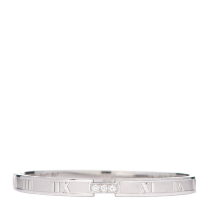 Tiffany 18K White Gold Diamond Atlas Closed Hinged Bangle Bracelet 1 of 6