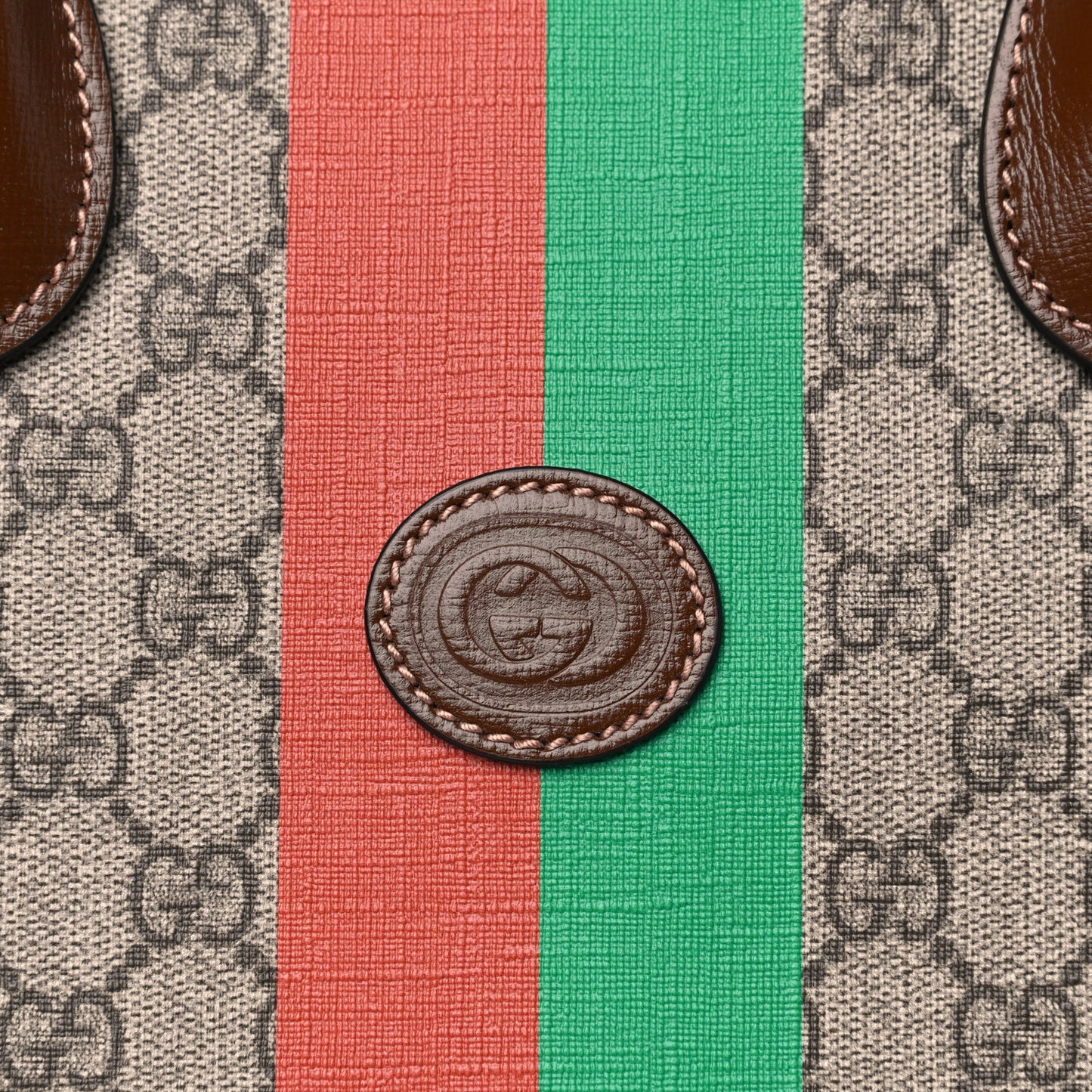GG Supreme Monogram Fake/Not Large Retro Interlocking G Tote Bag Beige Brown Sugar