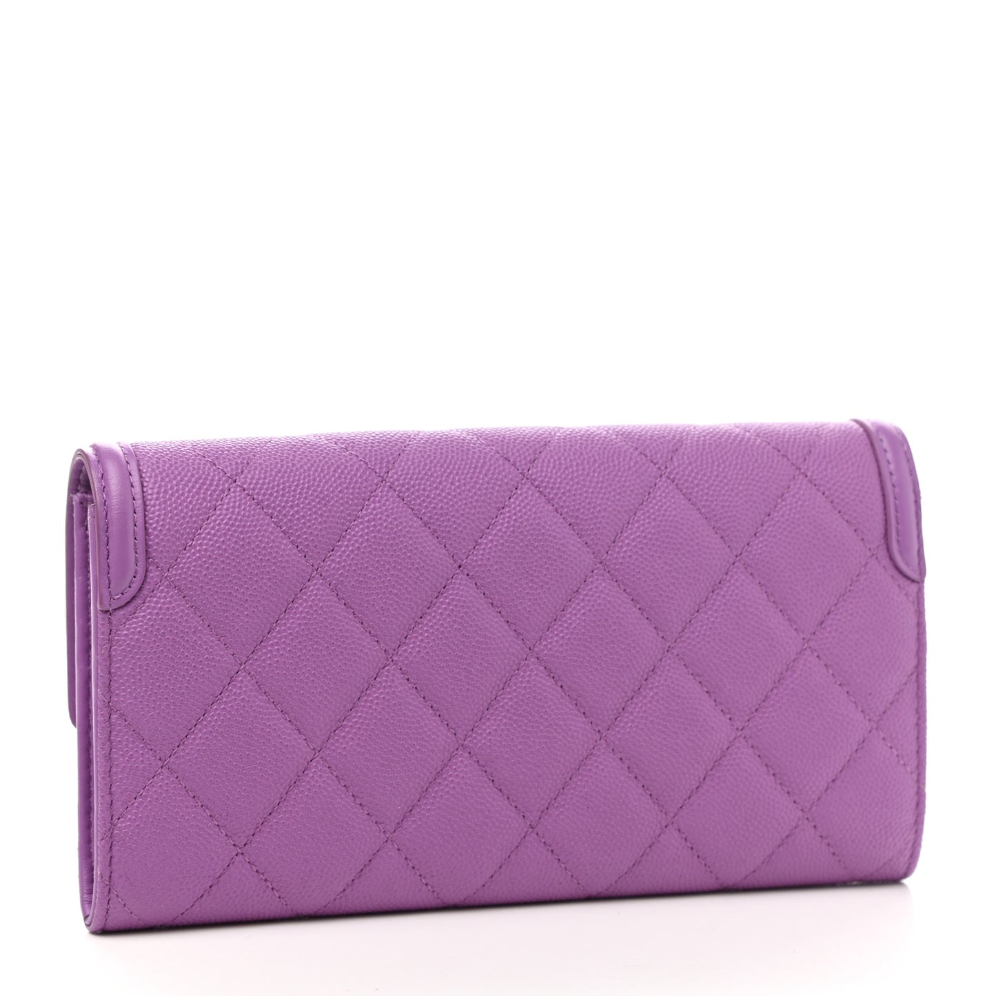 Caviar Quilted Large Filigree Gusset Flap Wallet Purple