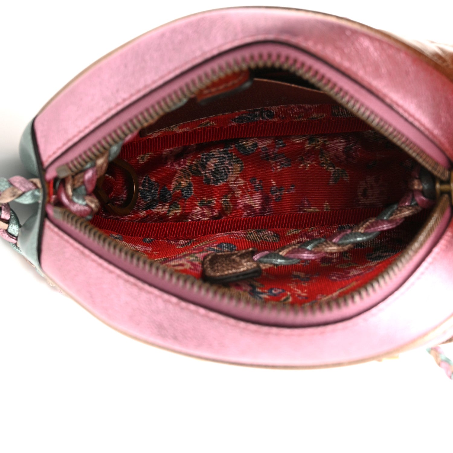 Gucci Laminated Nappa Trapuntata Mini Zumi Dome Shoulder Bag Rosa Lago Rame 5 of 10
