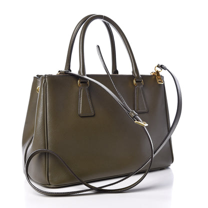 Prada Saffiano Small Galleria Double Zip Tote Militare 3 of 15