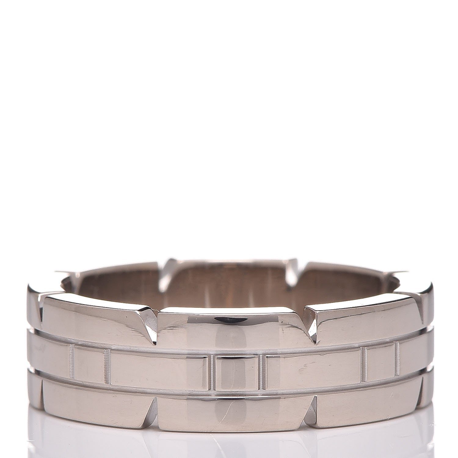 Cartier 18K White Gold Tank Francaise Ring 52 6 3 of 4