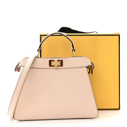 Fendi Vitello Seta Shiny Nappa Plexiglass Small Peekaboo I SEE U Satchel Poudre 10 of 10