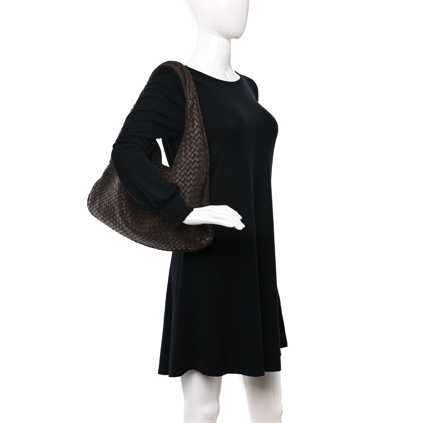 Nappa Intrecciato Large Veneta Hobo Ebano