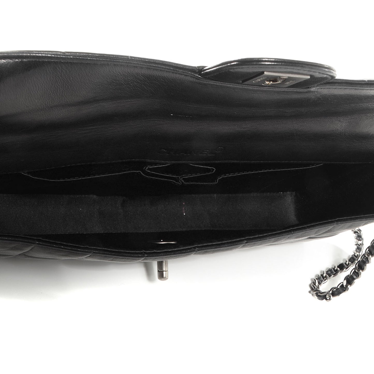 Lambskin East West Chocolate Bar Flap Black
