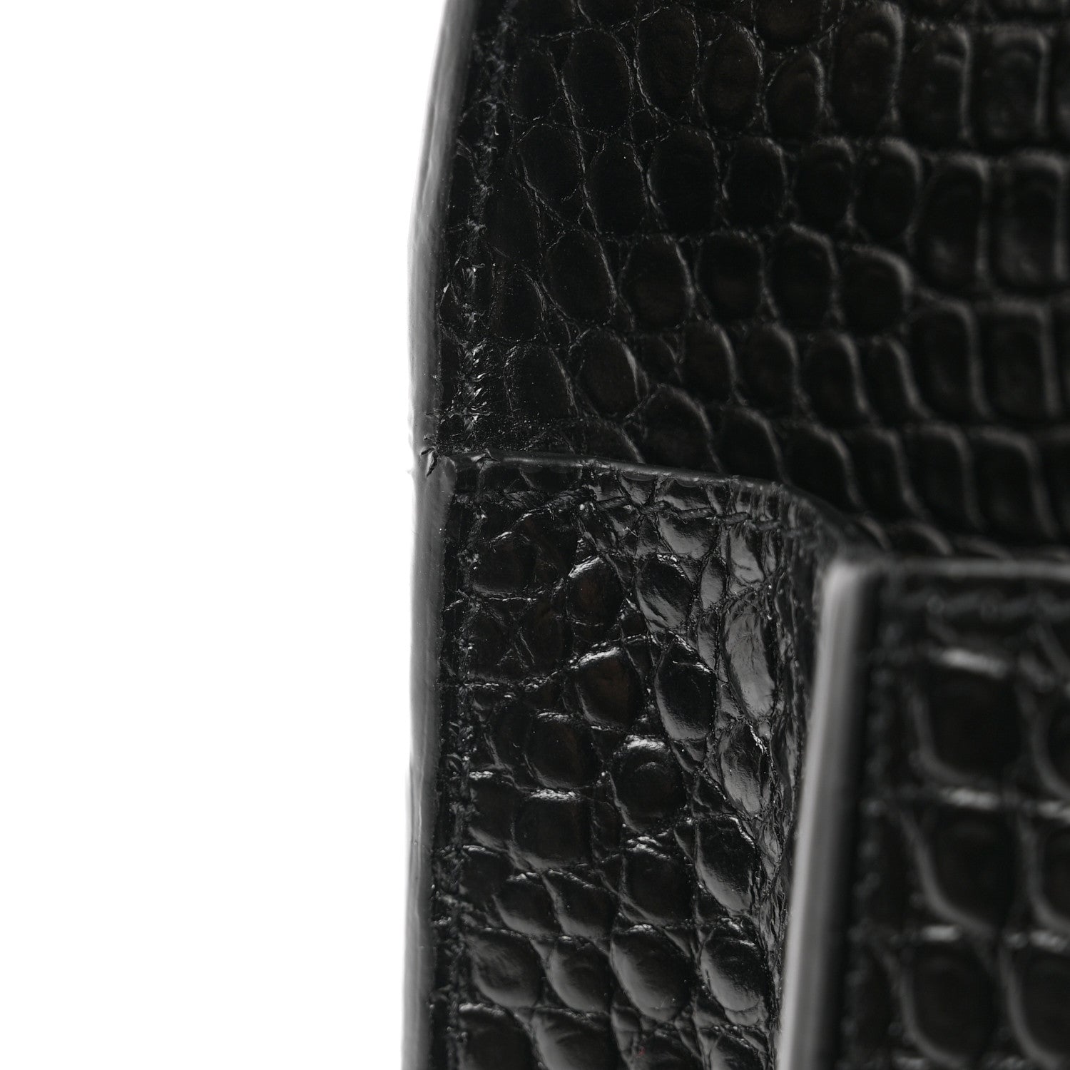 Saint Laurent Calfskin Crocodile Embossed Medium Monogram Sunset Black 11 of 12