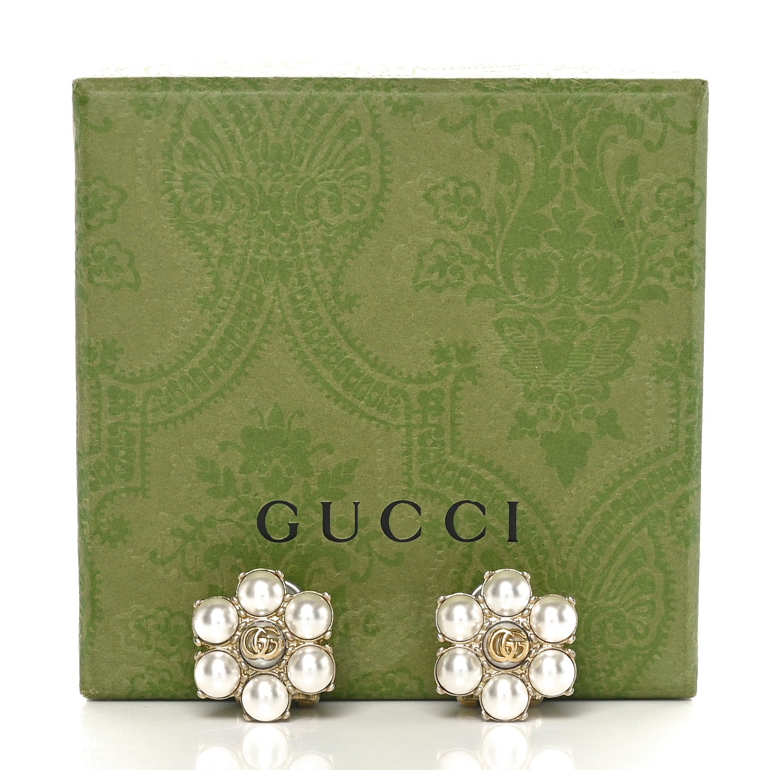 Gucci Metal Pearl Double G Clip On Earrings Aged Gold 5 of 5