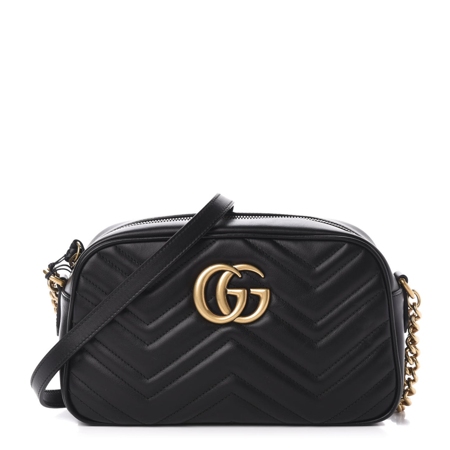 Calfskin Matelasse Small GG Marmont Chain Shoulder Bag Black